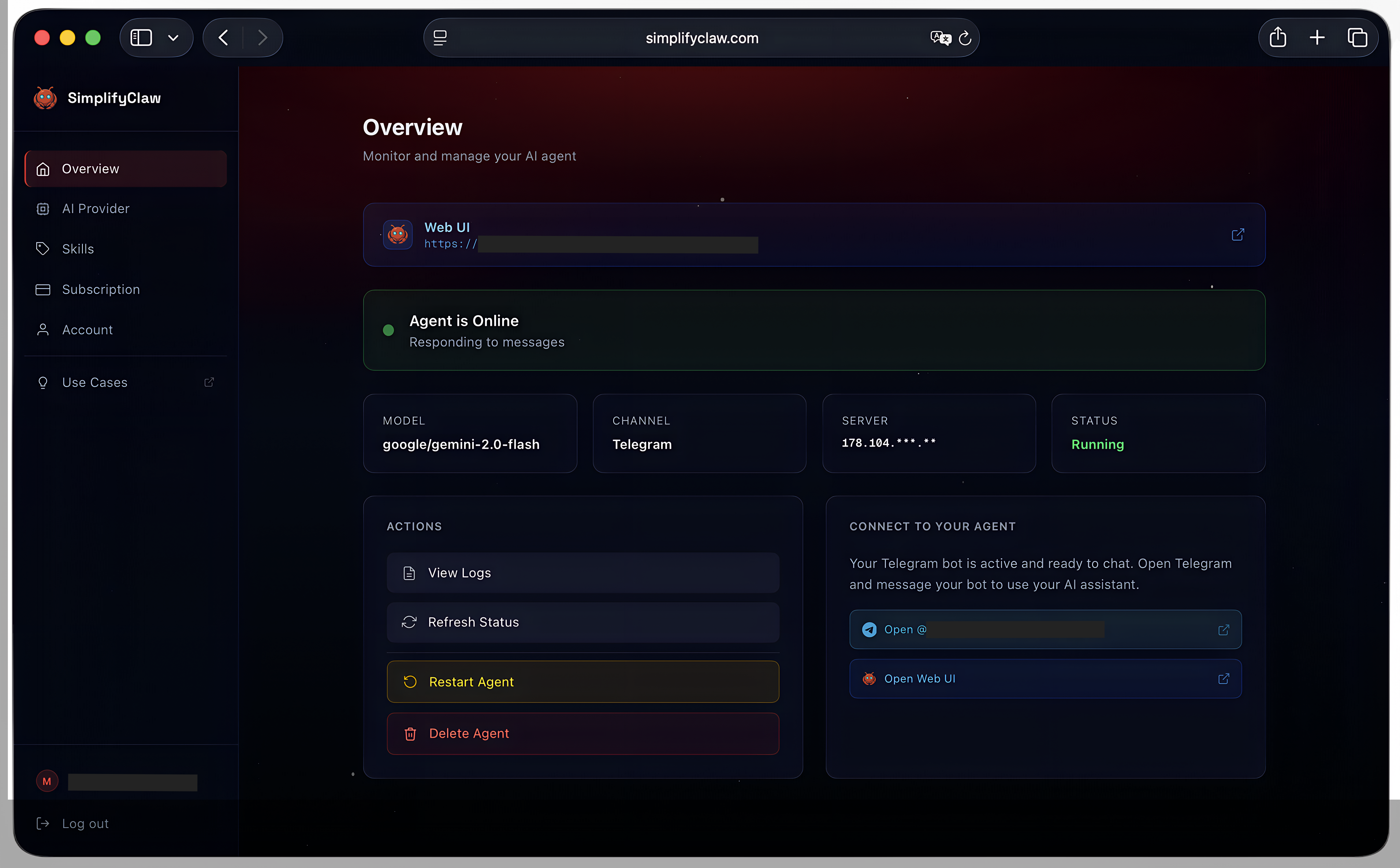 SimplifyClaw Dashboard